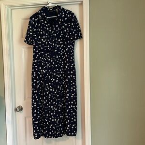 White Polka Dot Navy Dress